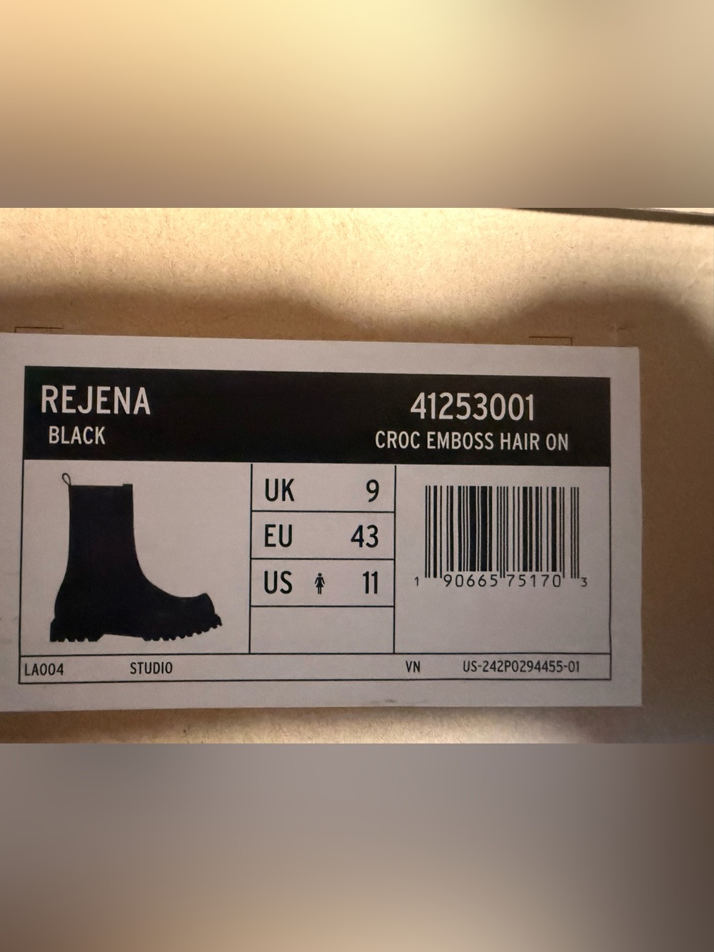 Dr Martens REJENA Hair On Croc Emboss Leather Boots Size 11 NIB - Picture 10 of 10